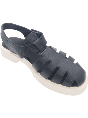 Hakiki Deri Açık Mavi Günlük Kadın Sandalet