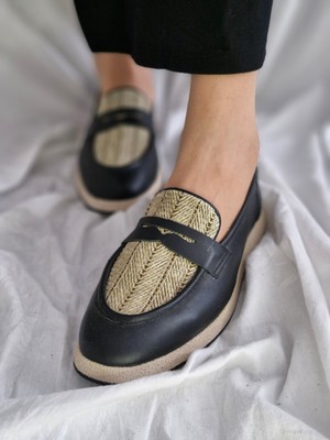 Yeni Sezon Hakiki Deri Hasır Kadın Loafer - Rahat ve Tarz