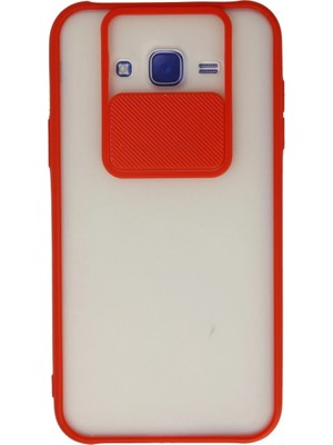 Pazarcan Samsung Galaxy J7 Kılıf Palm Buzlu Kamera Sürgülü Silikon - Kırmızı