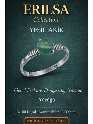 Erilsa Sertifikalı Genel Frekans Dengesizliği Enerji Yüzüğü – Yeşil Akik Ayarlamalı Boğa Terazi Yengeç