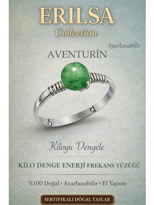 Erilsa Sertifikalı Kilo Denge Enerji Yüzüğü – Aventurin Taşı Ayarlamalı Ince Kasa Başak Oğlak Terazi Burcu