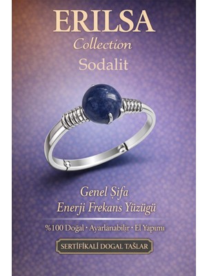 Erilsa Sertifikalı Genel Şifa Zeka Mantık Enerji Yüzüğü – Sodalit Ayarlanabilir Ince Kasa Yay Kova Burcu