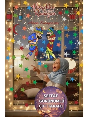 Ramazan Ayı Temalı Çift Taraflı Cam Duvar Süsleri Hoşgeldin Ramazan Sticker Seti