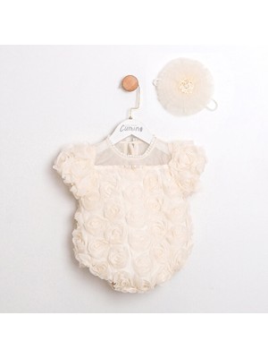 ministok Rosa Saç Aksesuarlı Kız Bebek Tulum