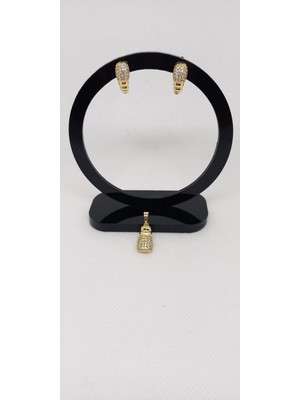 Xuping Jewelry Taşlı Küpe ve Kolye Ucu Set