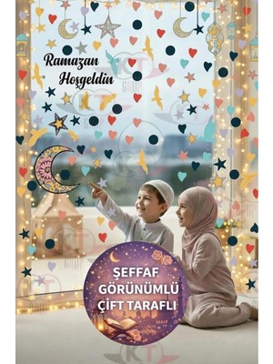 Ramazan Ayı Temalı Çift Taraflı Cam Duvar Süsleri Hoşgeldin Ramazan Sticker Seti