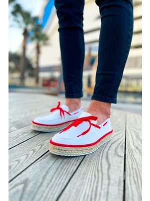 Chekich CH311  Espadril Erkek Ayakkabı Beyaz/kırmızı