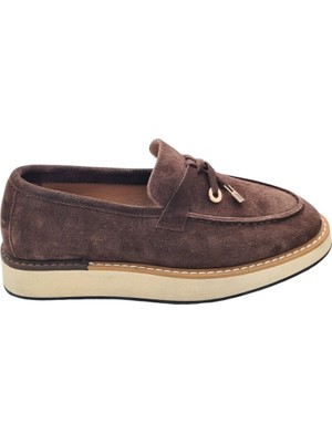 Konforlu ve Tarz Hakiki Deri Süet Kadın Loafer - Saraç Işlemeli Eva Tabanlı