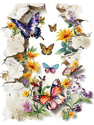 Lucena Metal Tablo Duvardaki Delik Koleksiyonu - Kelebek 6