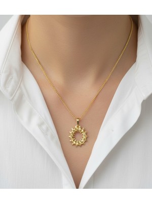 Hoolya Design Xuping Güneş Modern Tasarım Kuyumcu Serisi 14K Gold Premium Çelik Kolye