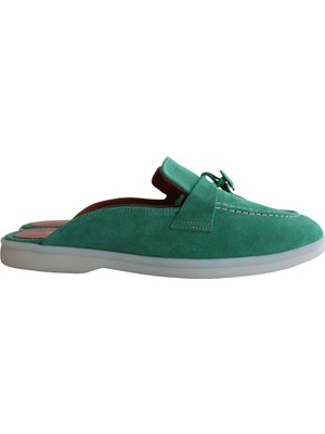 Gerçek Deri Fuşya Süet Günlük Kadın Terlik