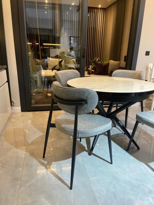 Elips Yuvarlak Açılır Masa Sandalye Takımı Mdf 100X100