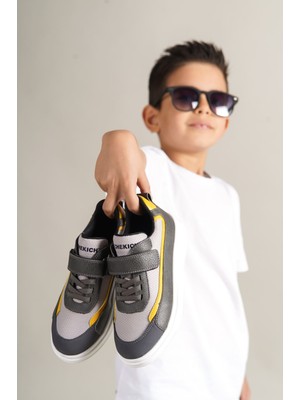 Chekich 1015  Starx Çocuk Ayakkabı Gri Beyaz Sarı