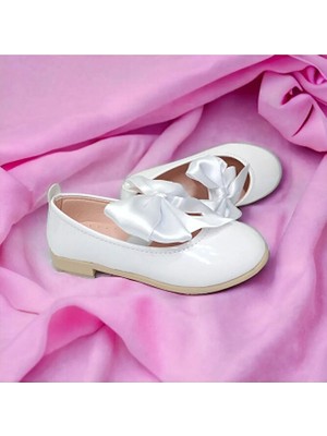 Stella Butik Kız Çocuk Fiyonklu Babet Ayakkabı Pembe Renk Suni Deri ve Termoplastik Taban