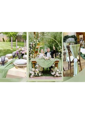 Ayzen Home  75X300 cm Şifon Runner, Masa Koşucu, Organizasyon Icın Örtü