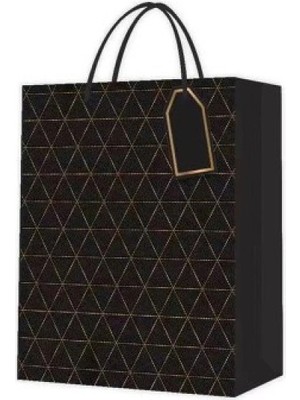 Nevamel Siyah Desenli Büyük Boy Karton Çanta