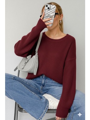 Yuga Knitting Triko Kazak Kadın Bisiklet  Yaka Selanik Örgü Basic Günlük Rahat Kalıp Yumuşak
