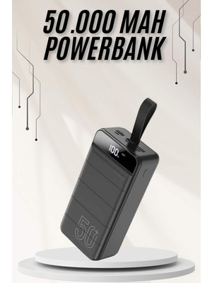 Pazarcan Powerbank Çoklu Şarj Girişi 50.000 Mah Taşınabilir Dijital Göstergeli