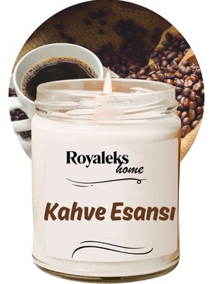 Royaleks Doğal Özel Seri Kokulu Dekoratif Kavanoz Mum 210 cc - Kahve Kokusu Esansı - Ryl