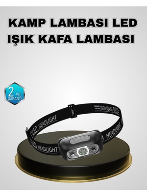 Pazarcan Ipx5 Su Geçirmez Şarjlı LED Kafa Feneri | Hareket Sensörlü, Ayarlanabilir 60° Far