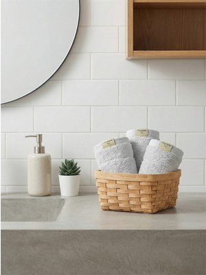 Nimba Home 3'lü Premium Açık Gri Misafir Havlu Seti 30X30 cm