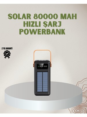 Pazarcan Powerbank Solar Fenerli Çoklu Kablolu Taşınabilir Şarj Aleti