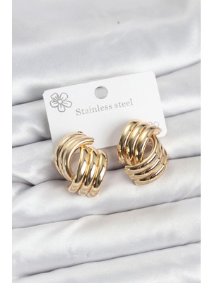 Eco Lounge 316L Çelik Gold Renk Vintage Kadın Küpe