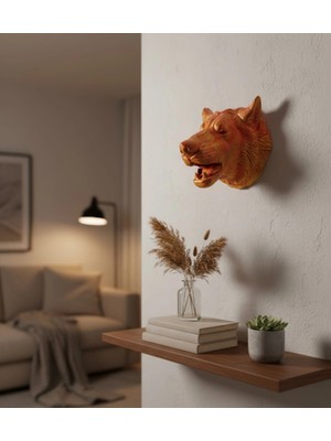 Eco Lounge Gold Renk 3D Kurt Başı Duvar Dekoru