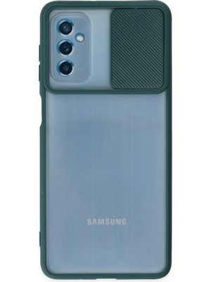 Pazarcan Samsung Galaxy M52 5g Kılıf Palm Buzlu Kamera Sürgülü Silikon - Yeşil