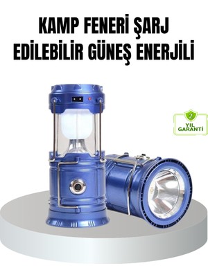 Pazarcan Güneş Enerjili Kamp Lambası Şarjlı Taşınabilir Kompakt Açık Hava Işığı