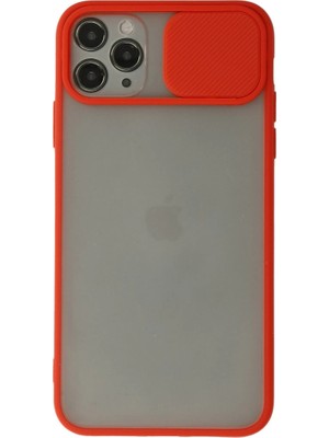 Pazarcan Iphone 11 Pro Kılıf Palm Buzlu Kamera Sürgülü Silikon - Kırmızı