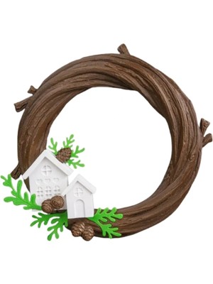 Lowell Home Eco Lounge Kış Köyü Kapı Süsü 21 cm – Ahşap Dal Temalı Yılbaşı Dekoru