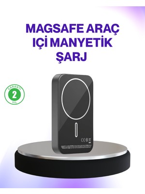 Pazarcan Mıknatıslı Magsafe Uyumlu Araç Tutucu Kablosuz Şarj Destekli