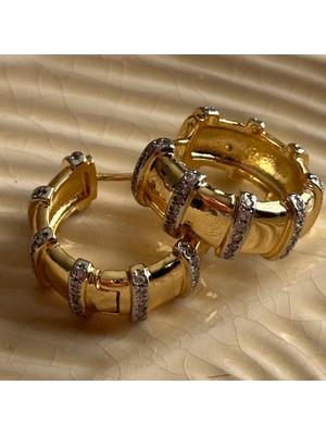 Jiwi Premium Taşlı Halka Küpe