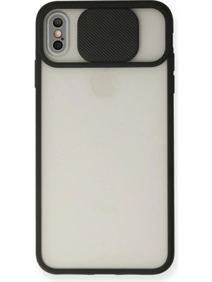 Pazarcan Iphone Xs Max Kılıf Palm Buzlu Kamera Sürgülü Silikon - Siyah