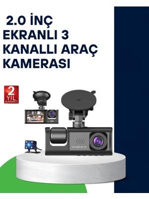 Pazarcan Üç Kameralı Araç Kamerası Full Hd Gece Görüş G-Sensör