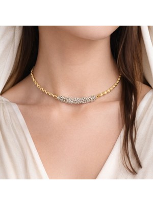 Sevil Gülgün Atelier Gold Kaplama Burgu Zincirli Zirkon Taşlı Su Yolu Choker Kolye
