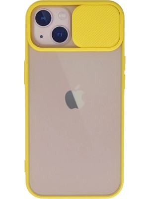 Pazarcan Iphone 13 Kılıf Palm Buzlu Kamera Sürgülü Silikon - Sarı