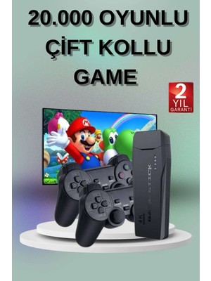 Pazarcan 2 Kollu Kablosuz 2.4g Retro Oyunlar 4K Game Stick 3500 Oyun Atari
