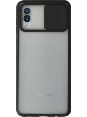 Pazarcan Samsung Galaxy A02 Kılıf Palm Buzlu Kamera Sürgülü Silikon - Siyah