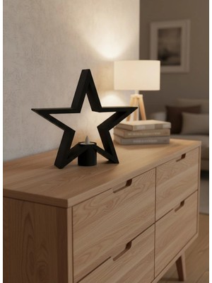 Lowell Home Siyah Yıldız Şeklinde Mumluk Loş Işık Dekor Aksesuarı