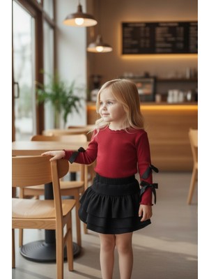 Etek Badi Takım Kolları Fiyonklu Eteği Katlı