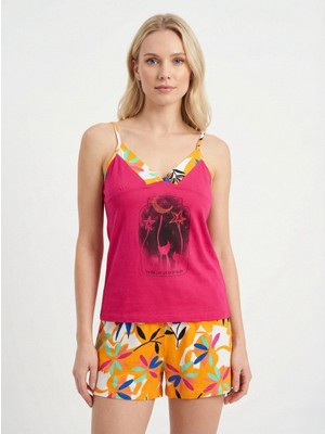 Cherry Queen Kadın Askılı Şortlu Ev Giyim & Pijama Takımı