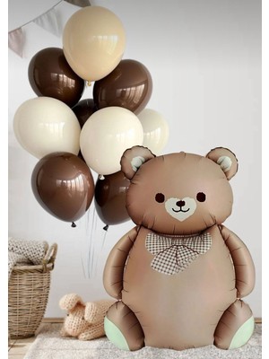 Peri Party Papyonlu Kahverengi Ayıcık Folyo Balon & 10LU Balon