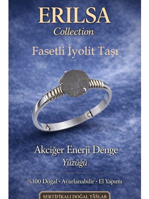 Erilsa Sertifikalı Akciğer Enerji Denge Yüzüğü – Fasetli Iyolit Taşı Ayarlamalı Ince Kasa Kova Ikizler Yay