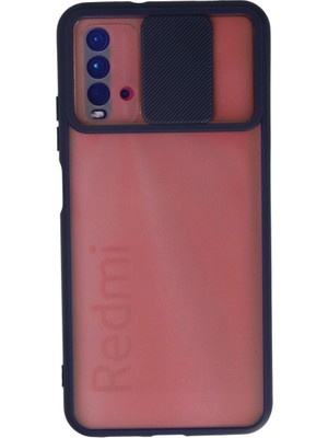 Pazarcan Redmi 9t Kılıf Palm Buzlu Kamera Sürgülü Silikon - Lacivert
