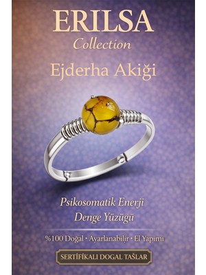 Erilsa Sertifikalı Psikosomatik Denge Enerji Yüzüğü – Ejderha Yeşil Akik Ayarlamalı Ince Koç Akrep Burcu