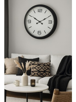 GV Home Zentime Siyah Modern Şık 60 cm Metal Duvar Saati