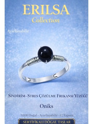 Erilsa Sertifikalı Sindirim Stres Çözülme Frekansı Yüzüğü – Oniks Ayarlanabilir Ince Oğlak Boğa Akrep Burç