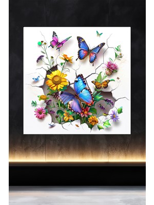Lucena Metal Tablo Duvardaki Delik Koleksiyonu - Kelebek 2